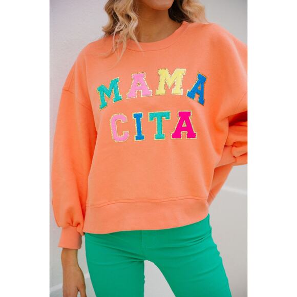 Judith March “MAMACITA PULLOVER” sweatshirt Orange Multicolor NWT Women’s  S - Picture 2 of 8